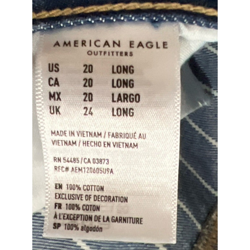 New $50 American Eagle Women's Pinstripe Mom Jeans High Rise Size 20 Long 40x30 - Picture 5 of 9